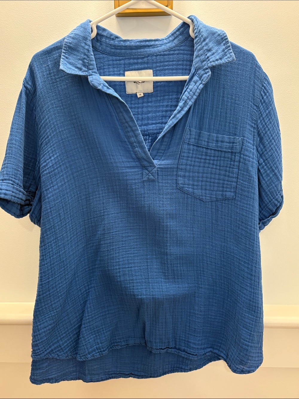 Rails Blue Cotton Gauze Polo Shirt  XL- Women